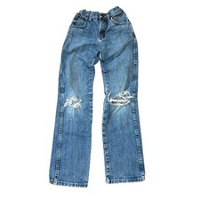 Wrangler Boys Jeans Size 12 Distressed Straight Leg Denim