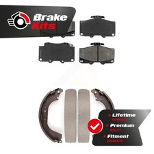 Front Rear Semi-Metallic Brake Pads & Drum Shoe Kit For 1990-2000 Toyota 4Runner