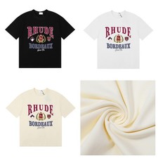 NEW Men Women RHUDE Printing Letter LOGO Cotton Short Sleeve POLO T-Shirt S-2XL