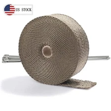 2" x50ft Roll Titanium Header Turbo Pipe Manifold Exhaust Heat Wrap Tape-10 Ties