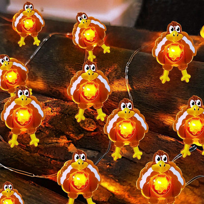 10 Ft 30 LED Thanksgiving Turkey Lights Decorations Battery Operated Copper Wire