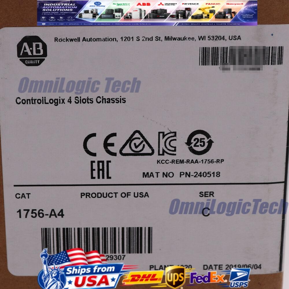AB 1756-A4 ControlLogix 4 Slots Chassis New Factory Sealed 1756A4