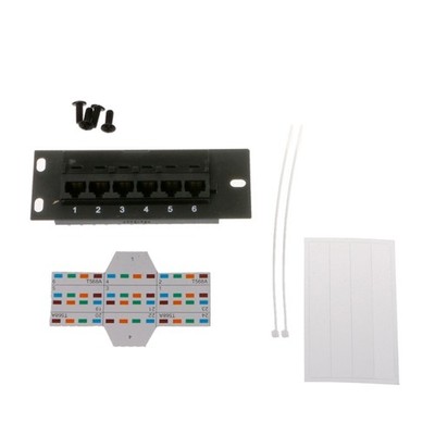 19'' Rackmount or Wall Mount 6 Port Patch Panel (CAT5e RJ45 Patch Panel)
