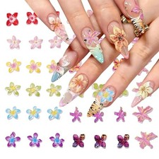 40 Pcs 3D Flower Nail Art Charms for Acrylic Nails Colorful Floral red flower