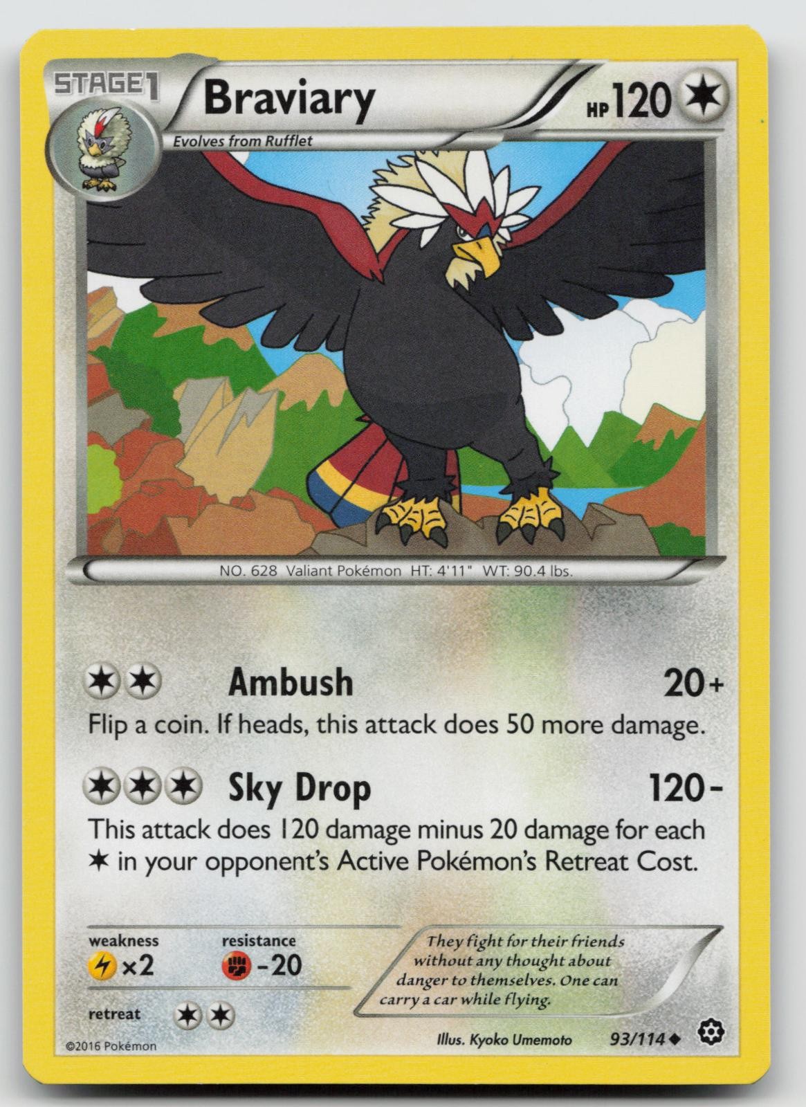 Braviary 93/114 LP Steam Siege Pokemon
