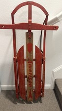 Flexible Flyer III Vintage Wooden Snow Sled 42-inch Red Metal