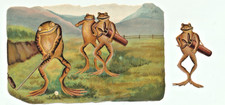 Große Oblate Victorian Scraps die cut Serie  Frosch antropomorph 14,3 cm/1
