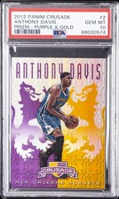 2012 PANINI CRUSADE PRIZM PURPLE & GOLD #2 ANTHONY DAVIS 28/49 PSA 10