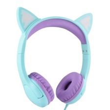 Kids Headphones with MIC for School, 85dB Safe Volume Limited Light Up Cat Ea...