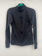 SPANX Black Active Full Zip Stretch Ruffle Full Zip Contour Jacket Size S