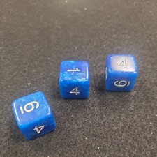 Vintage Chessex Marbleized Blue w/white D6 x3 Oop Dice Set DnD Rpg CHX25206