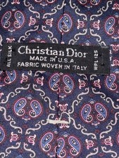 Vintage Christian Dior Silk Tie Paisley Made In USA Geometric 80s