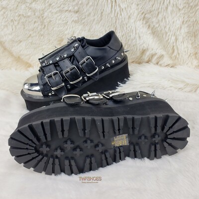 彫り鰐 Grave Digger 03 Black Chrome Toe Plate Spiked Shoe Men 4-13