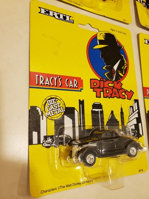 Lot 3 Voitures Ertl Dick Tracy – Échelle 1/64 – 1990 – Métal Et Plastique – Occasion