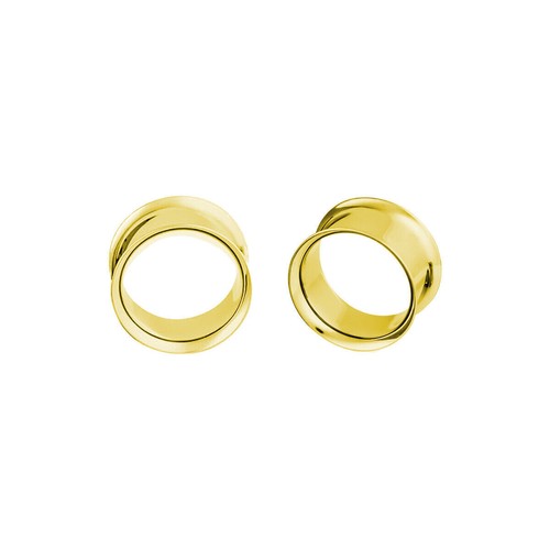 Pair of Surgical Steel PVD Gold Double Flare Ear Tunnels Earlets Gauges Plugs - Picture 75 of 109