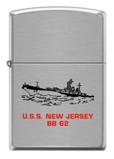 USS New Jersey (BB-62) Battleship Zippo MIB Brushed Chrome