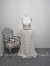 Melissa Sweet petite lace high neck ivory wedding dress UK 8