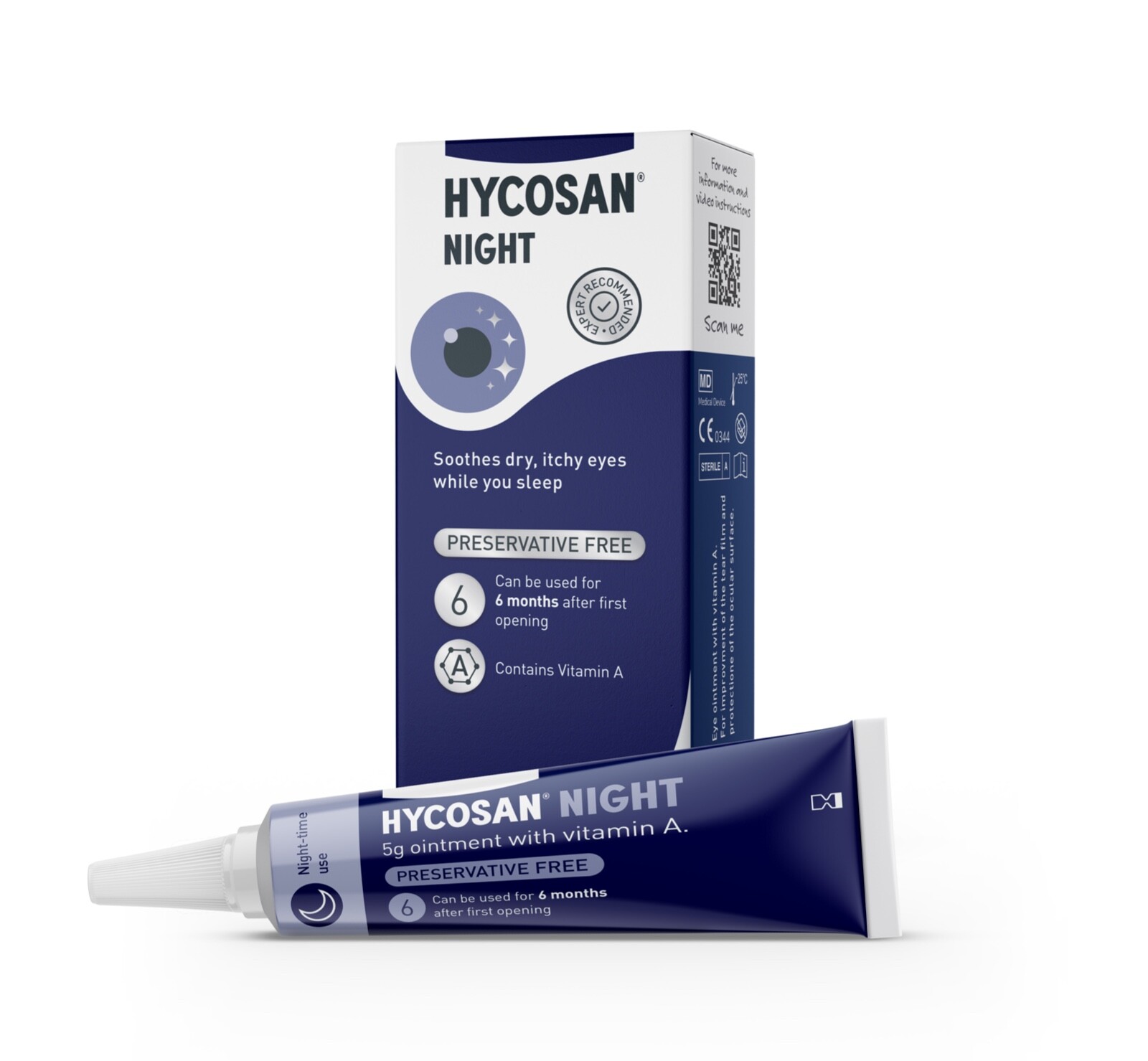 2x Hycosan Night Hylo Night Vitamin A Eye Ointment Preservative Free 5g
