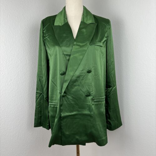 Forever 21 Damen Grün Satin Blazer Gr. L Neu Mit Etikett! St Patrick's Day - Bild 3 von 10