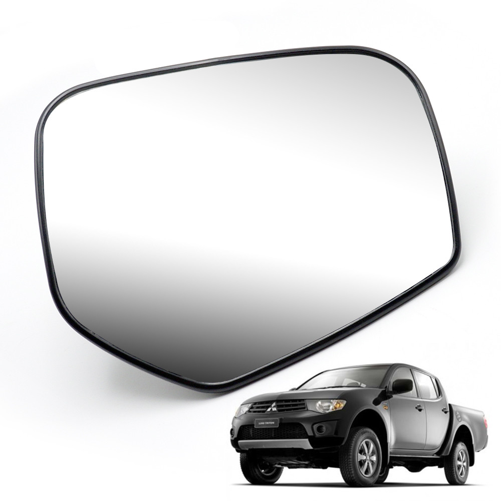 Right Wing Side Mirror Glass + Base Black For Mitsubishi L200 Triton