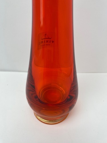 Vintage MCM Viking Red Amber Glass Bud Vase 11.25" Beautiful Amberina - Picture 21 of 21