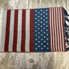Tillys American Flag Wrap Scarf Reversible Fringe Americana USA Patriotic