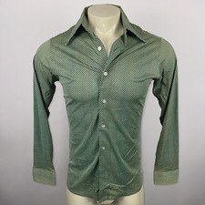 McGregor Shirt Nylon Stretch Vtg 60s 70s Disco Club Polka Dot Groovy Mens Medium