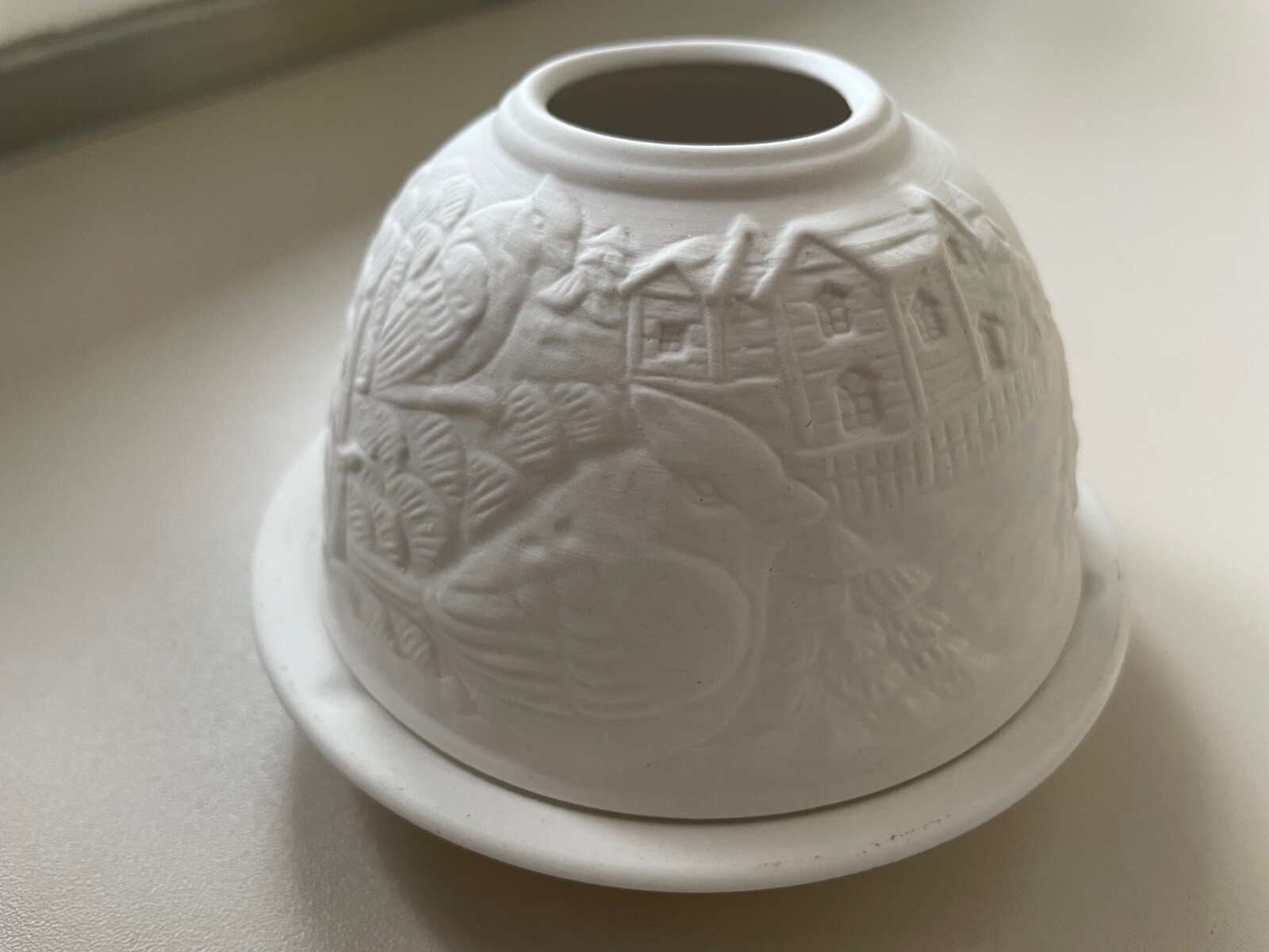 Windlicht Winterwald, neu, Porzellan