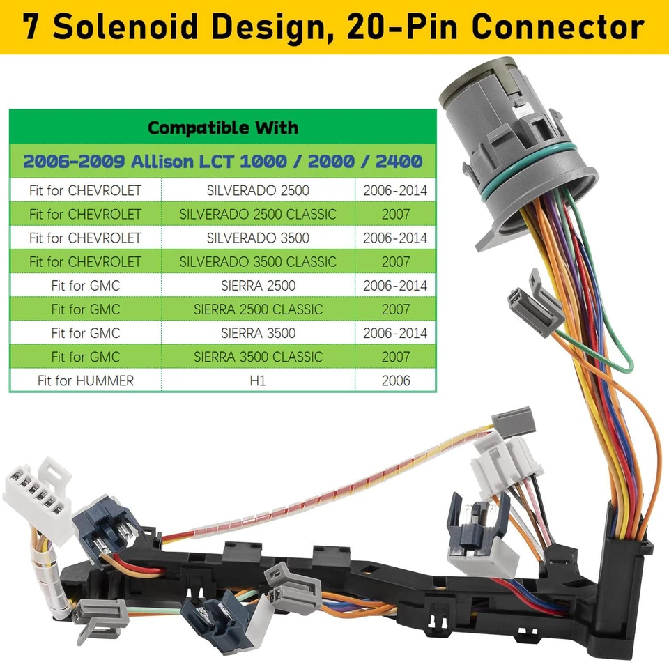 Arnés de cables interno para transmisión Allison 7 solenoide tipo 6 velocidades 2006-2009 Foto 2 de 4