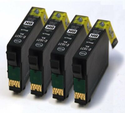 Kompatibel Epson 16 / 16XL / T1631 4er Set Schwarz Tintenpatronen