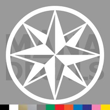Compass Rose Vinyl Die Cut Decal Sticker - Nautical Star Boat Ship Sea Ocean