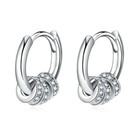 Womens 925 Silver Hoop Huggie Earrings Crystal Round Dangle Earrings