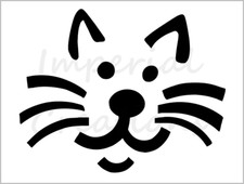 Cat Face Happy Stencil Halloween Pumpkin Carving 8.5"x11" Reusable Sheet S743