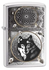 Zippo Wolf Dreamcatcher Lighter, Brushed Chrome NEW IN BOX