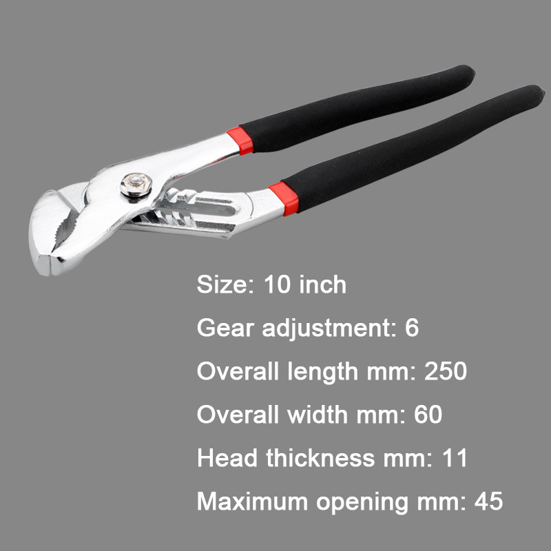 Water Pump Pliers Groove Joint Soft Grip Pipe Wrench Multifunctional Pipe Pliers
