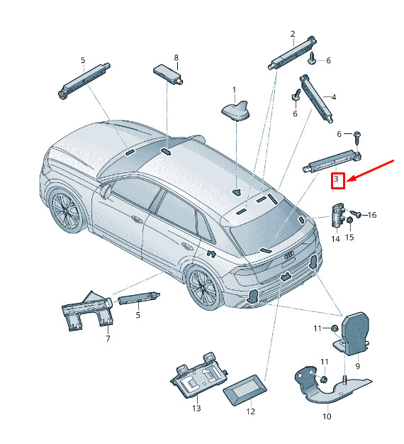 Amplificateur d'antenne centrale arrière supérieure pour Audi Q8 4Mn 4M8035225L