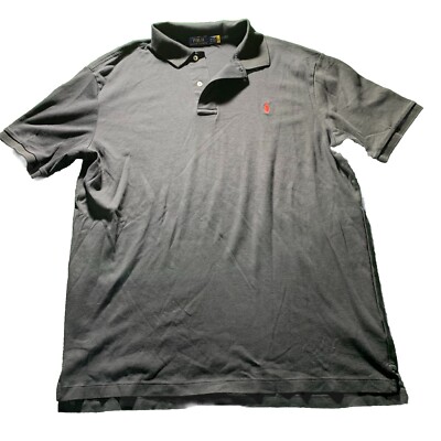 Polo Ralph Lauren Polo Shirt Mens XLT Black Cotton Red Embroidered