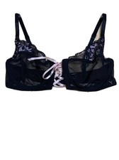 Frederick's of Hollywood black Pink lace trim bra Size M