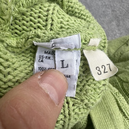 BENETTON Herren Strickjacke Pullover Gr L Zopf Strickpullover Sweater 19117 Grün - Bild 7 von 10