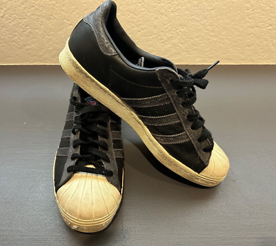 ADIDAS Sneakers Mens 10 Black/Red SUPERSTAR 80's Core Leather