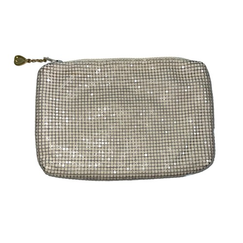 Whiting & Davis Clutch Womens Vintage Metal Mesh White Zipper Top Closure - Picture 4 of 7
