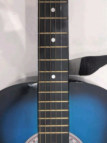 Guitarra Acústica Principiante 38" Azul Starter Practice Estuche de Respaldo Pick - Imagen 8 de 14