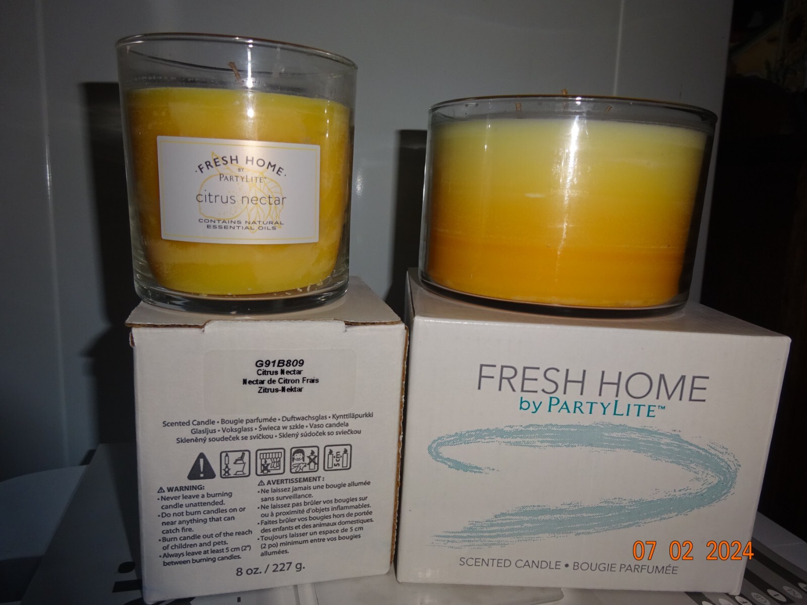 Bougie citron frais PartyLite ensemble 2 pots parfumés de maison