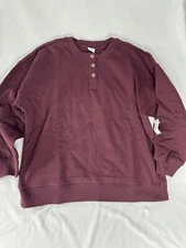 Amazon Essentials Women's Relaxed-Fit Henley Fleece Sweatshirt Sz XL