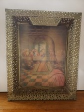 Holographic Jesus Christ Last Supper Optical Illusions Gold Framed 3D Hologram