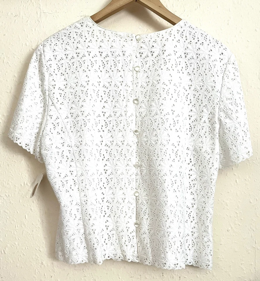 BNWT TALBOTS WHITE eyelet broderie anglaise lined top UK 18 RRP£89 - Image 2 of 4
