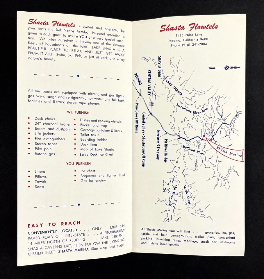1970s Houseboat Rental Rates Lake Shasta Redding CA Vintage Travel