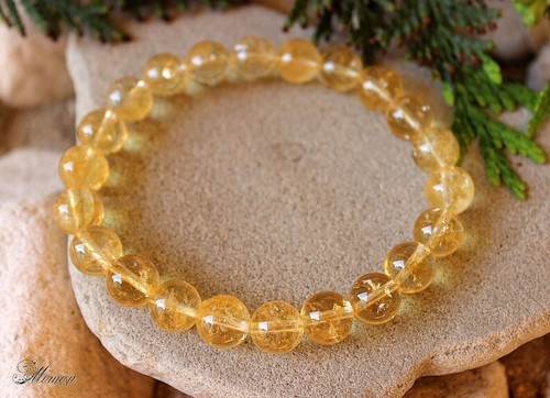 A+ Yellow Citrine 6-8MM Round Gemstone Energy Healing Reiki Scratchable Bracelet - Picture 9 of 12