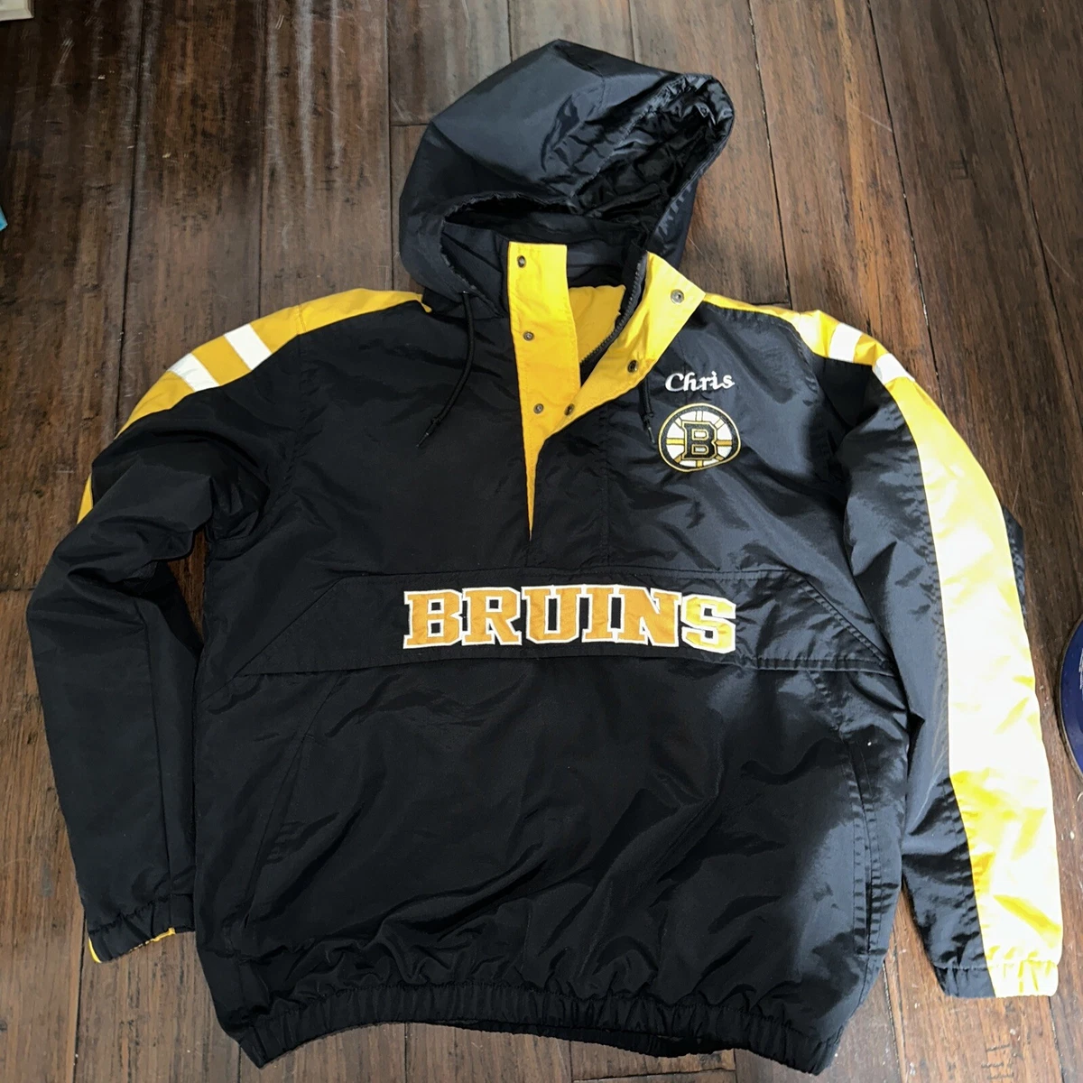 VINTAGE STARTER BOSTON BRUINS NHL HALF ZIP JACKET SZ: XL