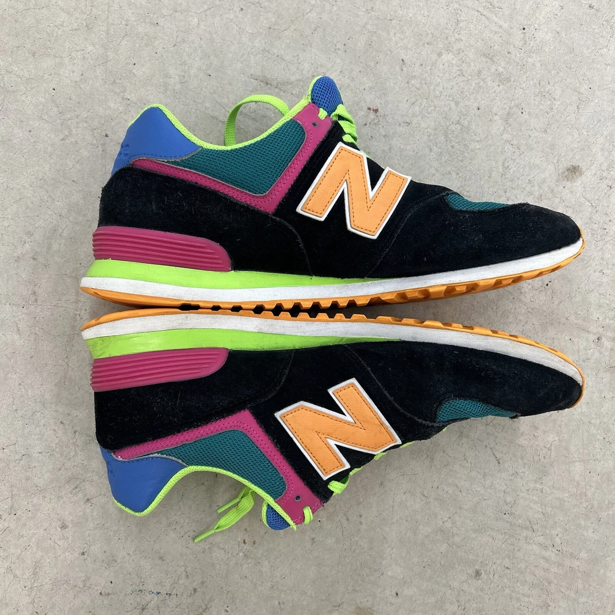 New Balance Men’s 574 Black Energy Lime Size 9 Sneakers Women’s 10.5 B Classic New Balance 574 Black Marsh Green Sneakers Retro U574RBG  main image 4